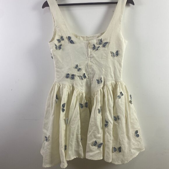 Agua By Agua Bendita Lima Embroidered Butterfly Linen Dress - Picture 4 of 10